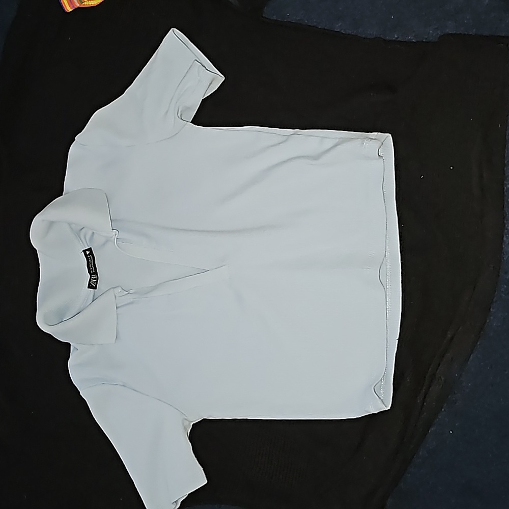 Zara Short sleeve crop top powder blue
